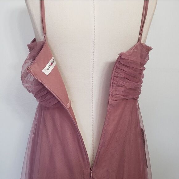 EVER PRETTY 7369 purple orchid spaghetti straps v neck tulle maxi dress 12 - Picture 8 of 13